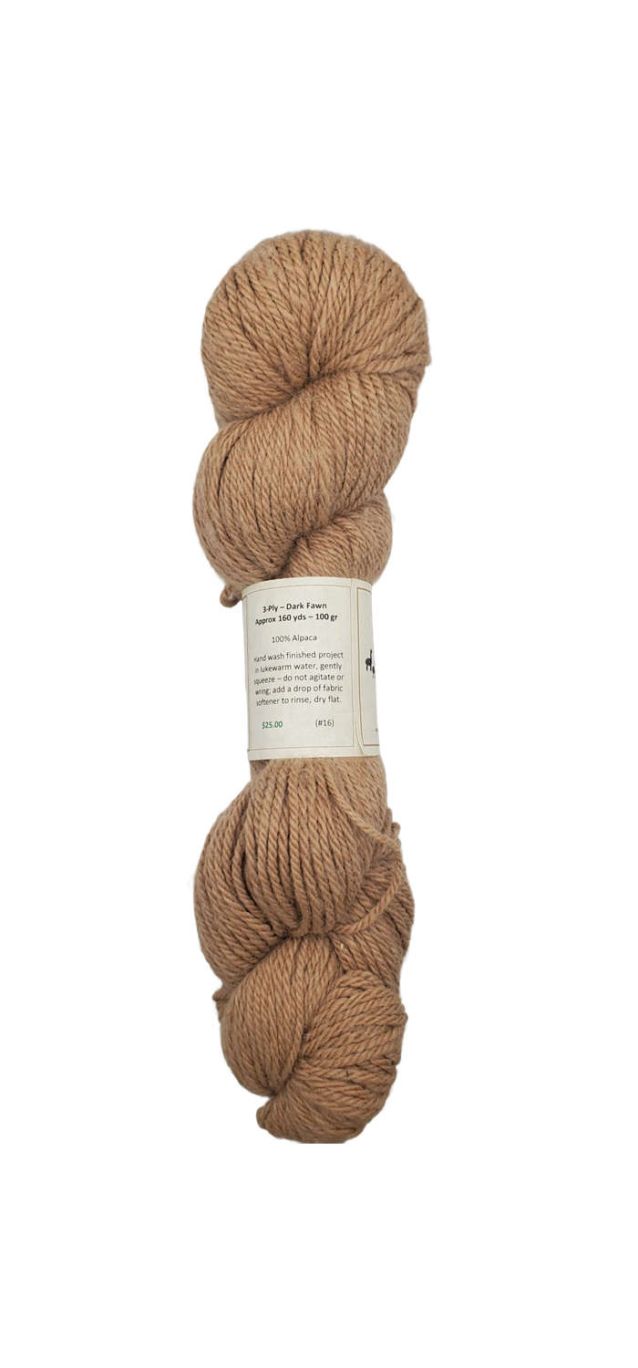 Cozy Dark Beige Alpaca Yarn: Luxurious Three-Ply Comfort for Your Next Project SKU 16